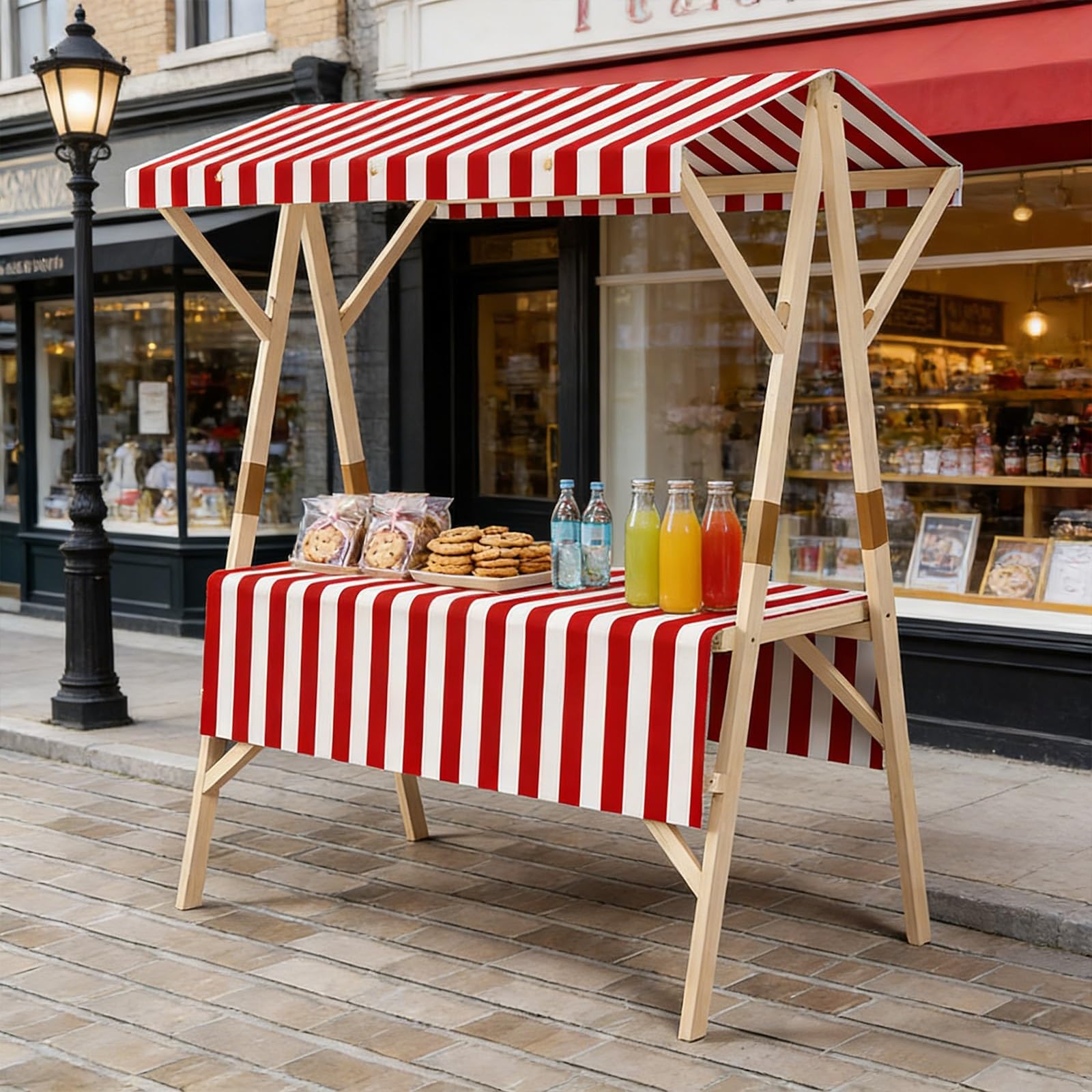 Stand da Mercato Pieghevole con tettoia, carretto Portatile per venditori ambulanti, Ideale per Eventi all'aperto e per l'esposizione di Cibo di Strada.