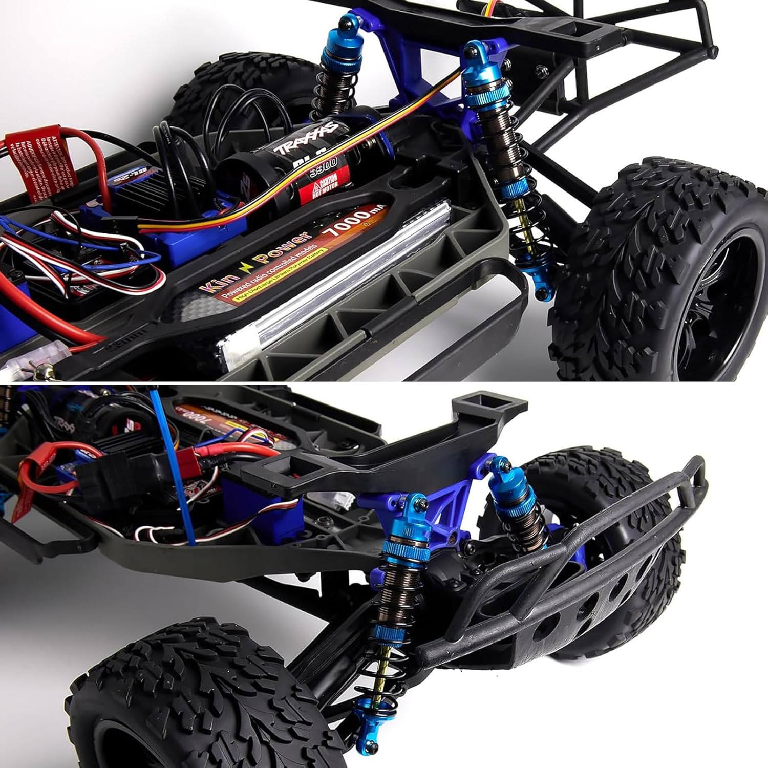 RC Car Oil Shocks Front & Rear Shock Absorber Damper Set for 1/10 TRX Slash 2WD / Hoss/Rustler 4X4 VXL/Slash 4X4 / Bandit/Ford/Stampede Replacement Parts #5862 (Blue)