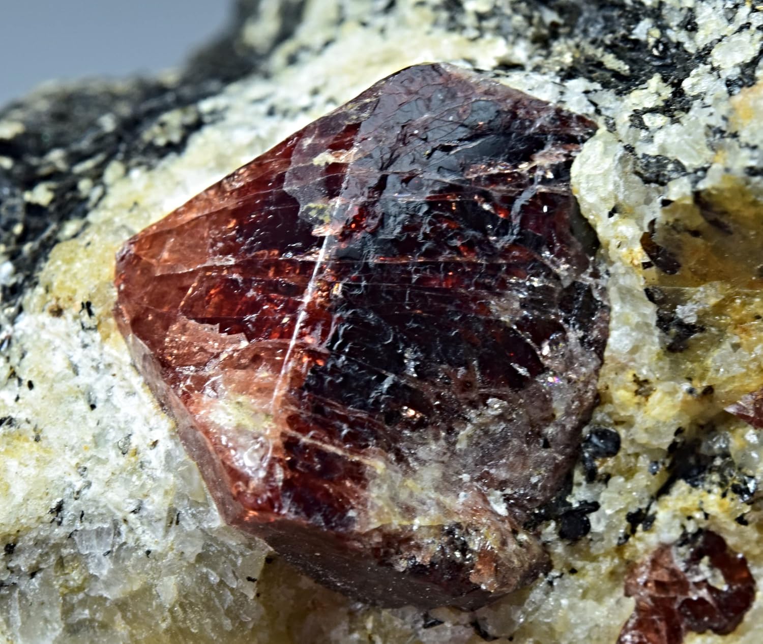 205 Gram Fluorescent Terminated Red Zircone Crystal Specimen