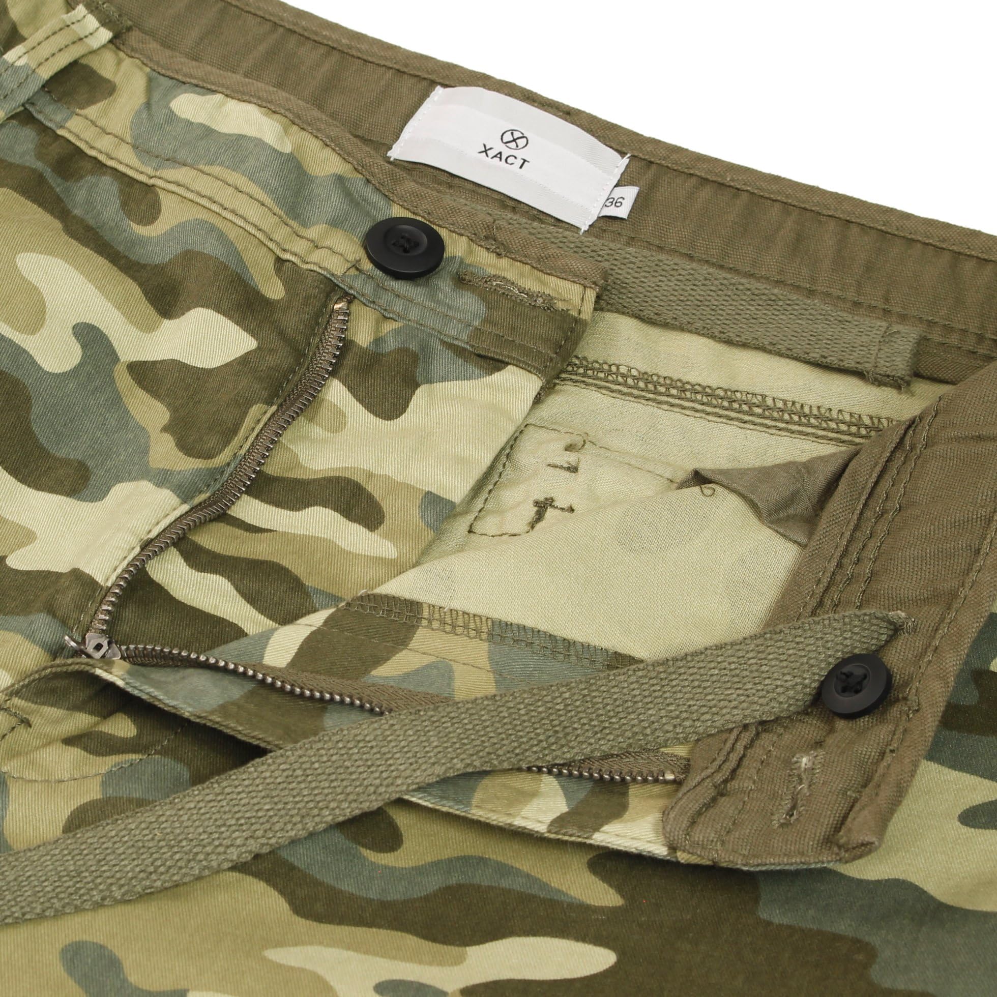 Xact Bermuda Cargo Homme Coton Twill, Short Multipoches Coupe Régulière, Entrejambe 28 cm, Décontracté Été Loisirs Voyage Quotidien