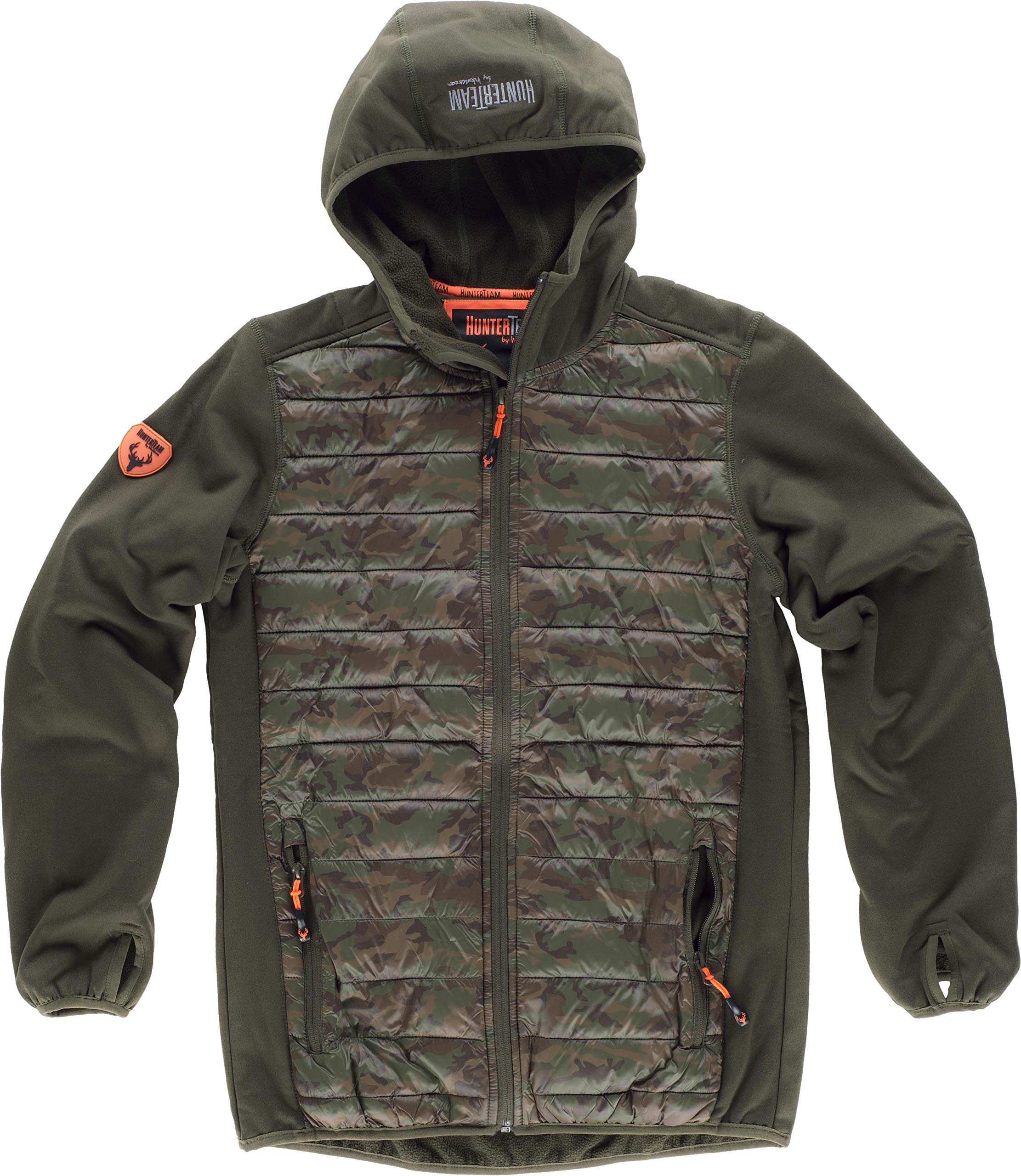 Work Team Chaqueta Caza y Pesca combinada con 2 Bolsos Laterales, con Capucha. Hombre
