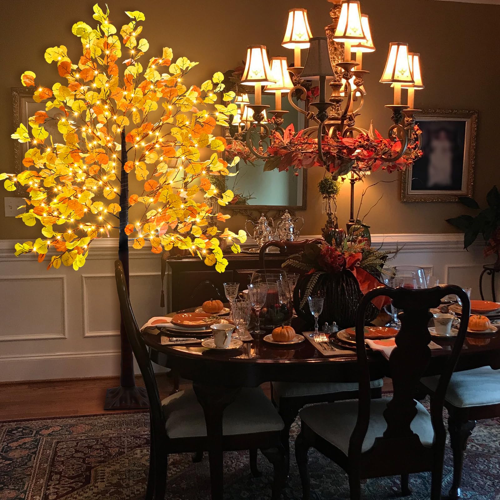 Ruidazon 6 FT Fall Lighted Ginkgo Tree 240 LED with Timer 8 Flashing
