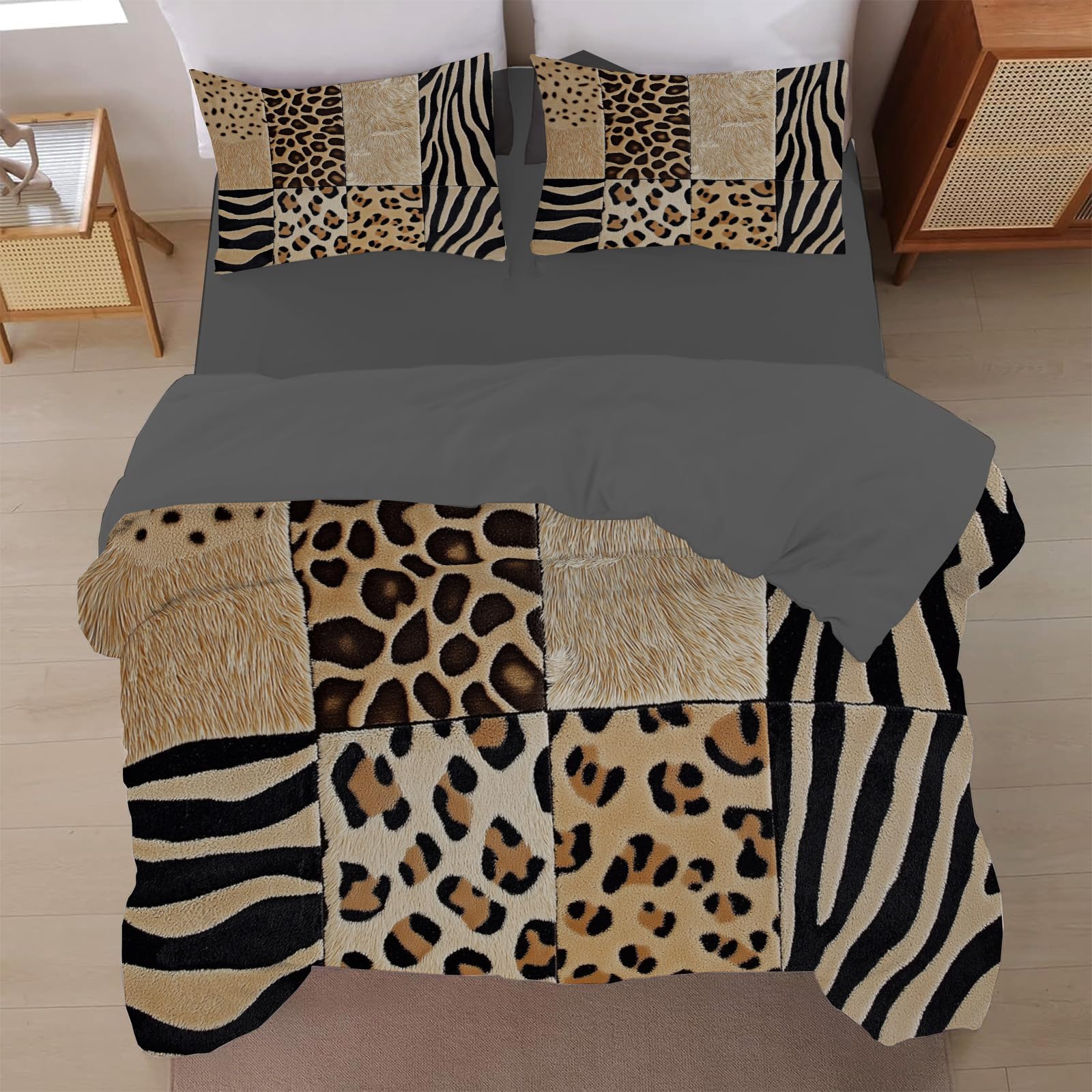 Funda Nórdica Cama, Patrón De Tigre Cebra Funda Nórdica Doble 200X200Cm, Estampado De Moda Patrón Microfibra Funda Edredon 3 Piezas Compuesto por 1 Funda Nórdica Doble 200X200Cm