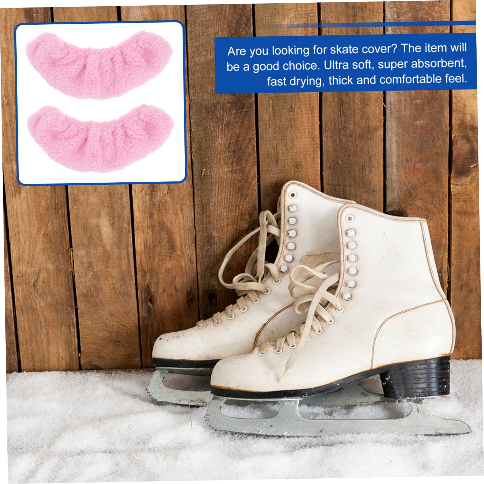 YARNOW Couvre-Patins en Velours Doux Rose Élastique Protège-Lames de Patins à Glace pour Hockey et Patinage Artistique, Pratique et Confortable