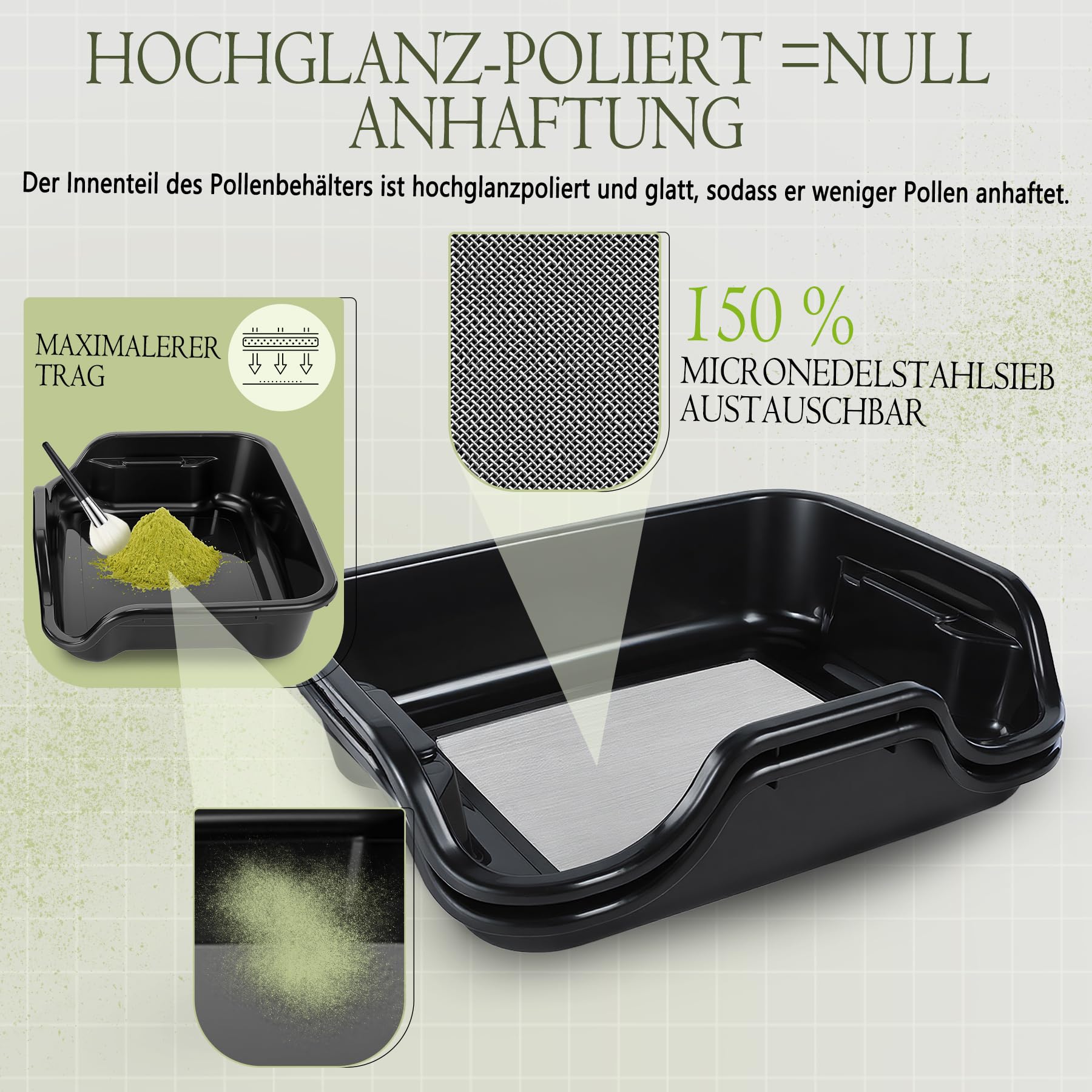 Trim Tray, Premium Trim Bin Set mit 150 Mikron Pollensieb, Ergonomische Trimm Schale, Enthält 4 Paar Scheren, 2 Antistatische Bürsten, Kartenlupe, 2 Stufiges Trockennetz, Gartenhandschuhe