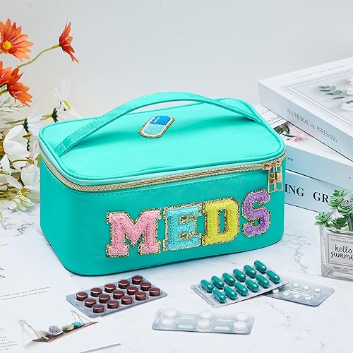 Miniatura 2 de Geetery Bolsa de maquillaje transparente de chenilla para medicamentos, estuche de viaje, parche preppy con cremallera, estuche portátil de