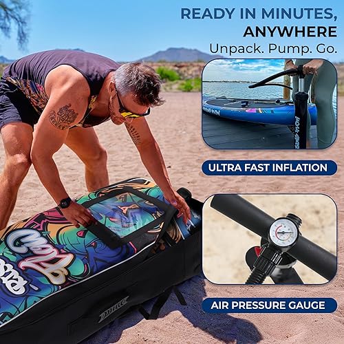 Miniatura 6 de SereneLife Inflatable Stand Up Paddle Board (6 Inches Thick) with Premium SUP Accessories & Carry Bag  Wide Stance, Bottom Fin for Paddling, Surf