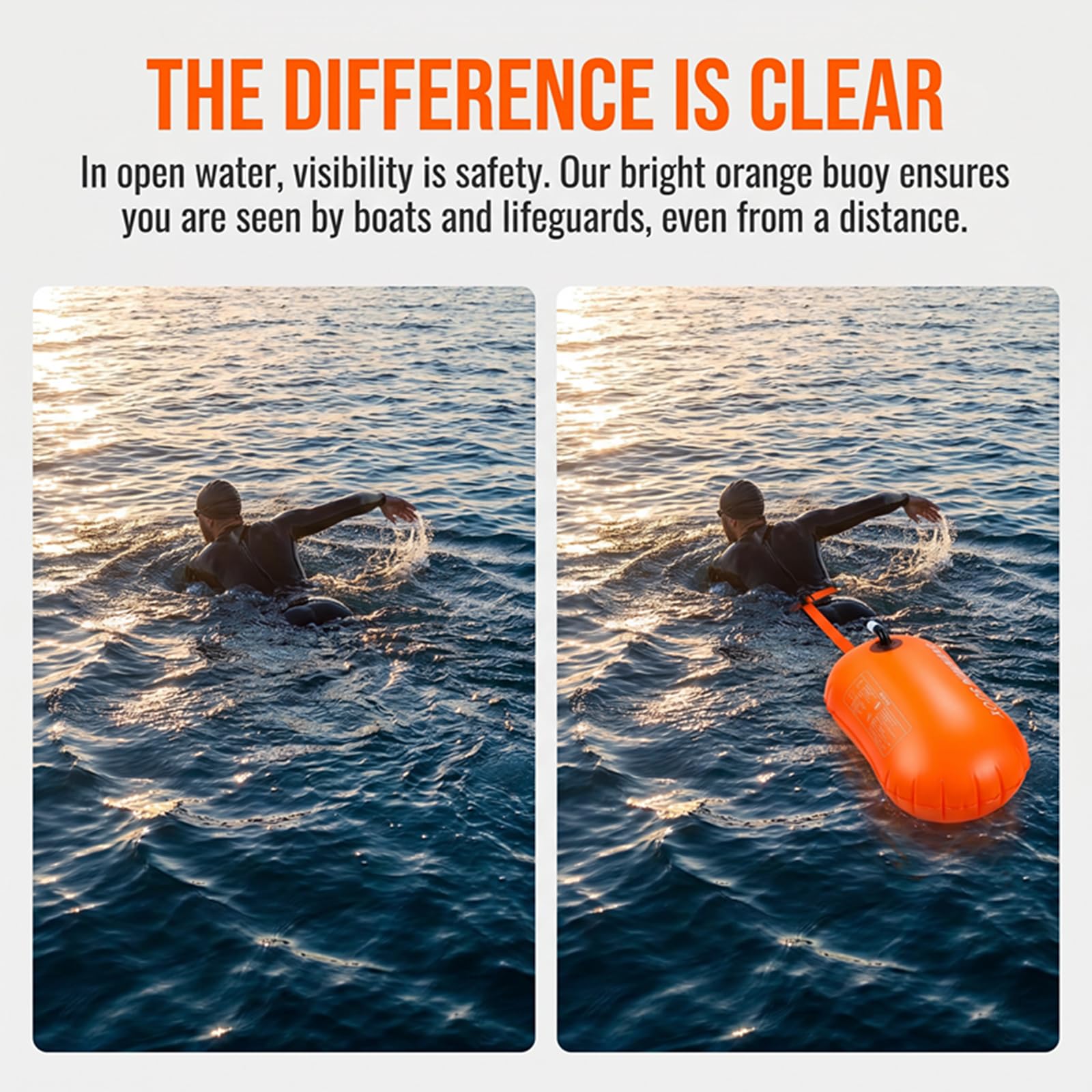CNMTCCO Boa di nuoto per adulti di alta qualità, con luce di segnalazione per la massima sicurezza in lago e mare, per il nuoto in PVC robusto con