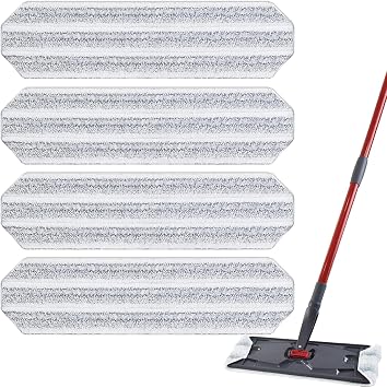 Mop Pads Replacements Compatible with H2prO Flat Mop System, Replace Mop Heads for Mop, Machine Washable Reusable Microfiber Pad Refills for Floor Cleaning 4 Pack