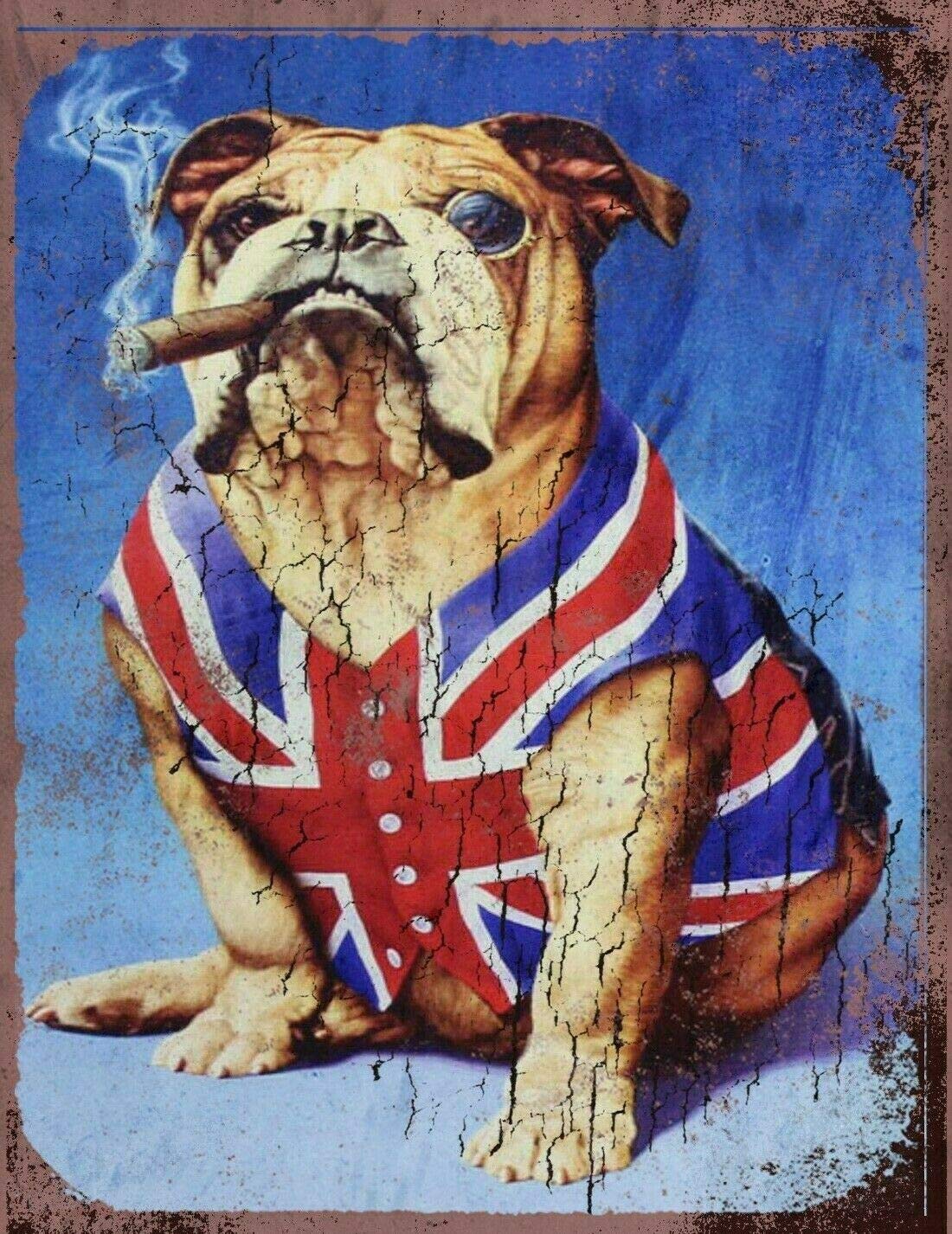 Kueprae A92 British Bull Dog Metal Wall Sign Metal Plaque 8X12 Inch