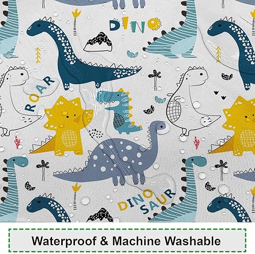 Miniatura 86 de Cortina de ducha de baño con temática de dinosaurio, cortina de ducha de hojas tropicales de dinosaurio verde con ganchos, cortina de ducha de tela