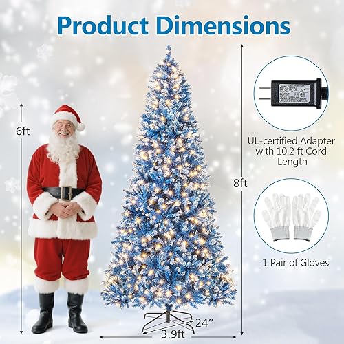 Vista 53 de Goplus 7.5ft Pre-lit Artificial Christmas Tree, Hinged Premium Spruce Xmas Full Tree with 1346 PVC Tips, 400 LED Lights, Folding Metal Stand, for