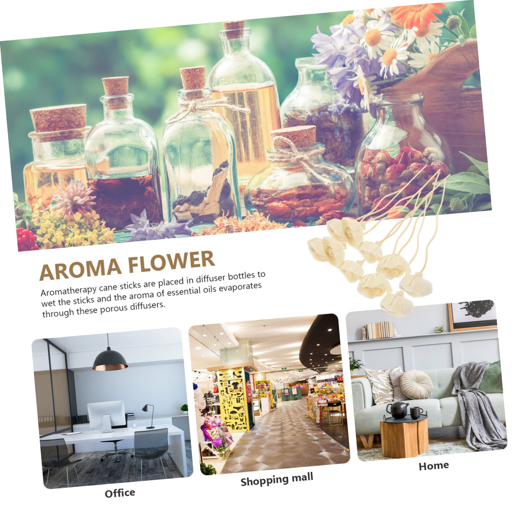 OUNONA 3 Series Aromaterapia con Palitos De Flores De Ratán para Difusor De Aceite Difusor De Interior Recambio De Palitos Difusores Flores Difusores De Aromaterapia 10 Piezas*3