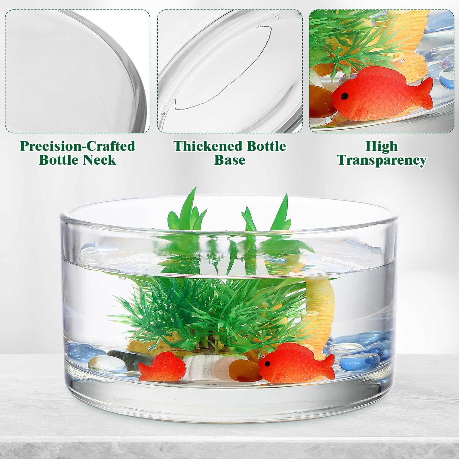 GALPADA Terrario Redondo de Vidrio Transparente para Plantas y Flores, Macetero Hidropónico Delicado y Resistente, Adecuado para Decorar el Hogar o Regalar