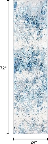 Miniatura 210 de SAFAVIEH Brentwood Collection - Alfombra de área de 9 x 12 pies, gris claro y azul, diseño abstracto moderno, no desprende pelusa y de fácil azul