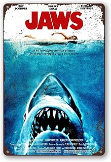 1975 Jaws Movie Vintage Look Reproduction Metal Sign 12x8 Inch