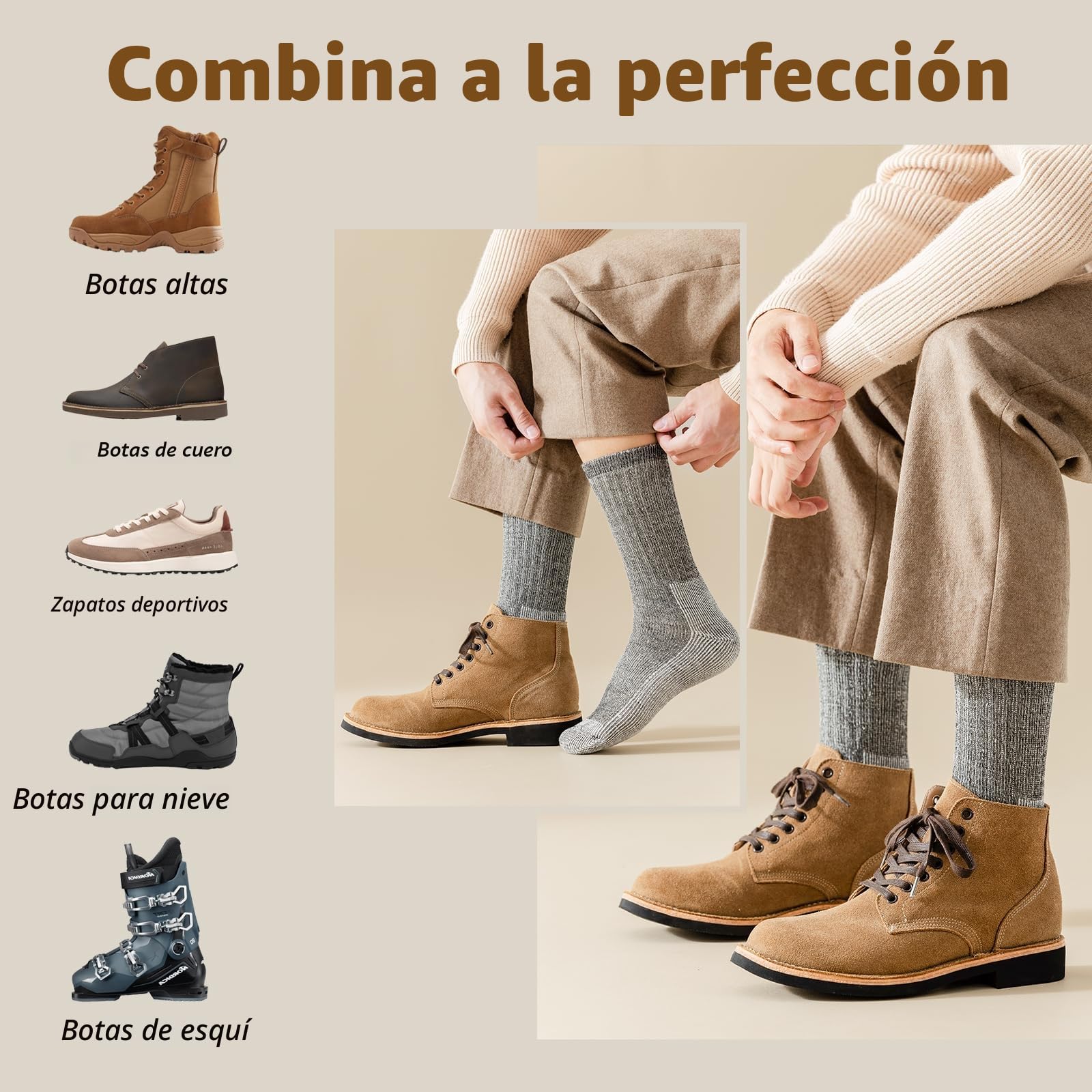 Vihir Calcetines de merino para hombre – Tubo largo Merino Sport Calcetines para esquí, trekking, senderismo, 3 pares…