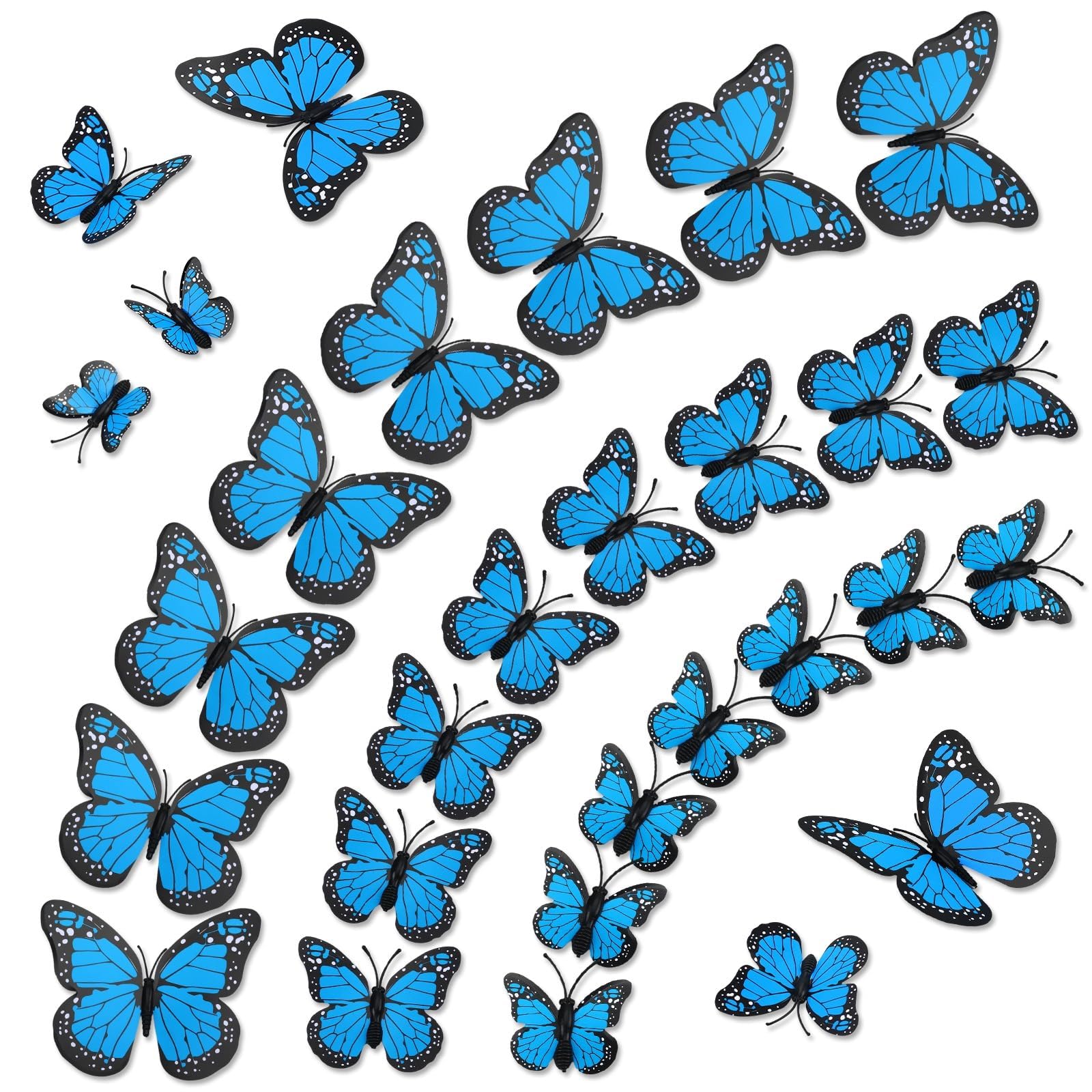 60Pcs Blue Monarch Butterfly Decorations Monarch Wall Stickers