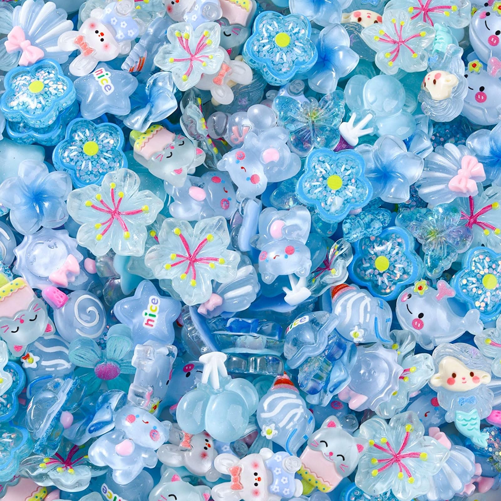 50 Pieces Mixed Slime Charms Set,Cute Resin Flatback Beads Making Kit,Slime Charm Making Ornaments Supplies for DIY Crafts,Scrapbooking,Phone Charm Crafting (Style-E)