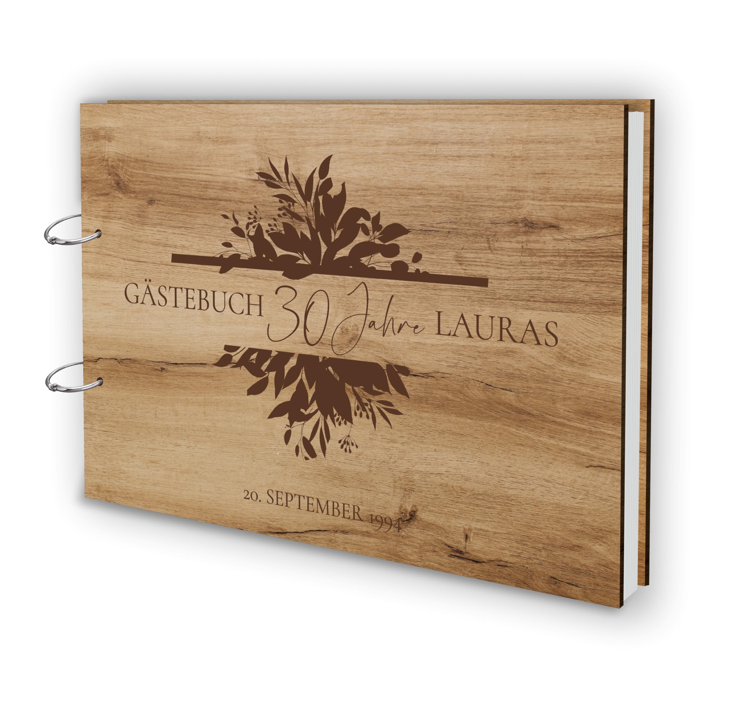 Manschin Libro Degli Ospiti In Legno Personalizzato – Album Per Matrimonio, Compleanno E Anniversario – Incisione Laser Made In Germany – Formato A4
