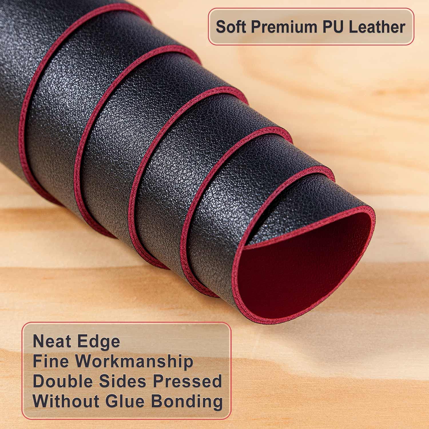 DOBAOJIA Tappetino per Mouse Grande, Mouse Pad XXL, Sottomano da Ufficio, Laptop Tappetino, Tappetino Scrivania, Tappetino Scrittura, Uso Doppio Lato Simipelle PU Impermeabile 90 x 43cm (Nero/Rosso)