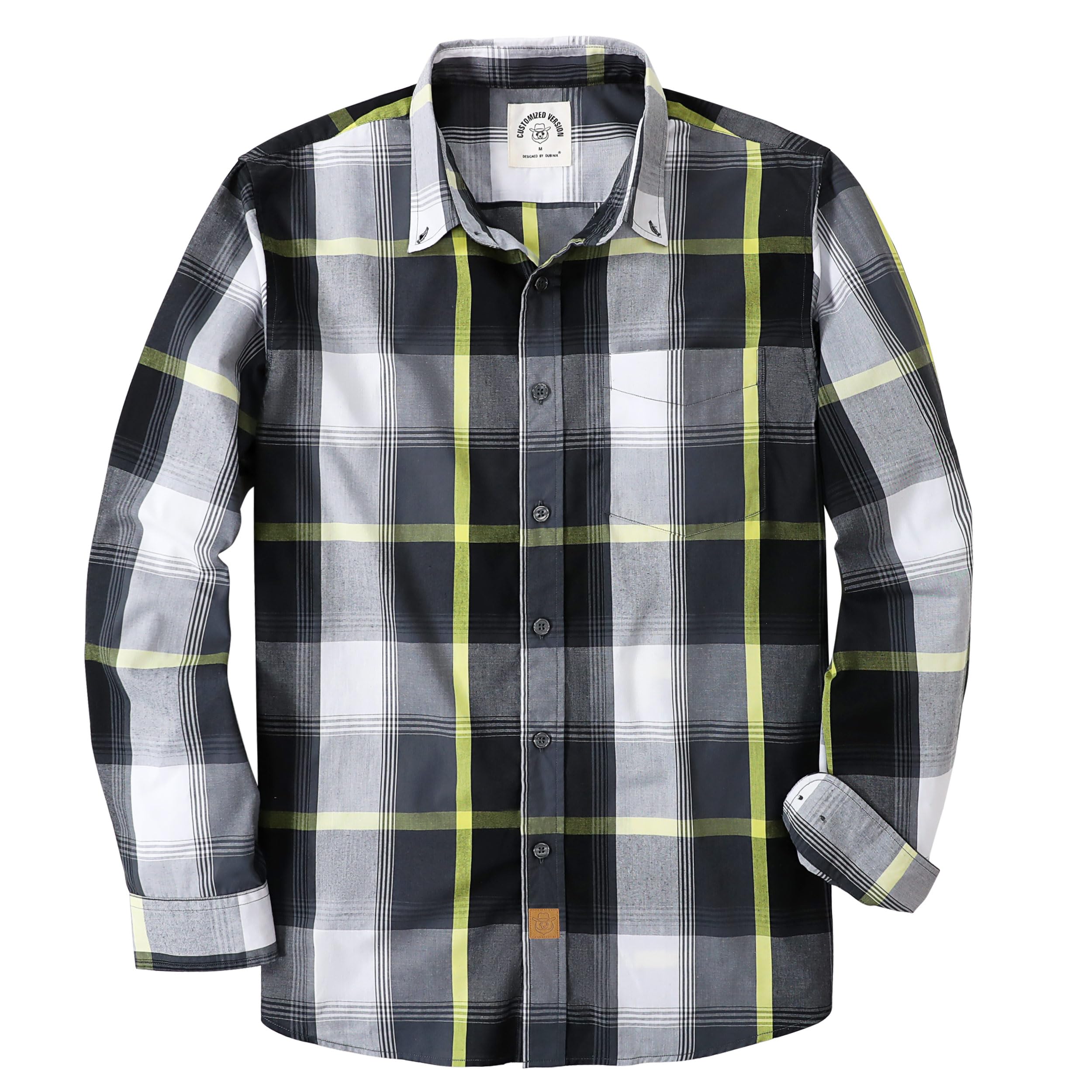 Dubinik® Camicia Uomo Camicia Quadri Uomo Casual Leggero Botton Down Regular Fit Conformate Camicia Uomo Taschini