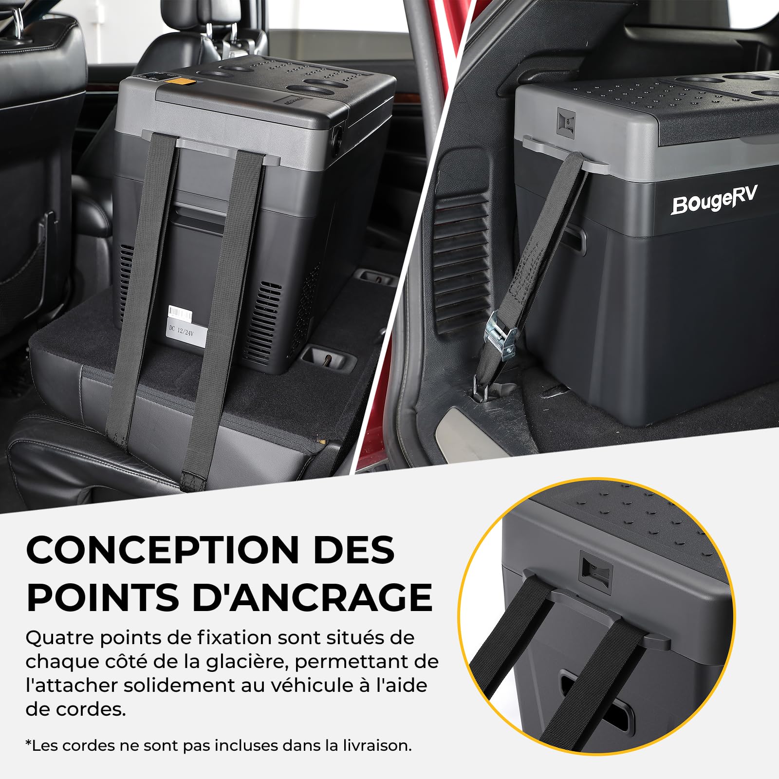 BougeRV CRPRO Glacière à Compression, Frigo Voiture 29 litres(-22℃~10℃), 12/24V DC &110-240V AC Glaciere Voiture, Frigo Compression 12v, pour voiture, camping, voyage
