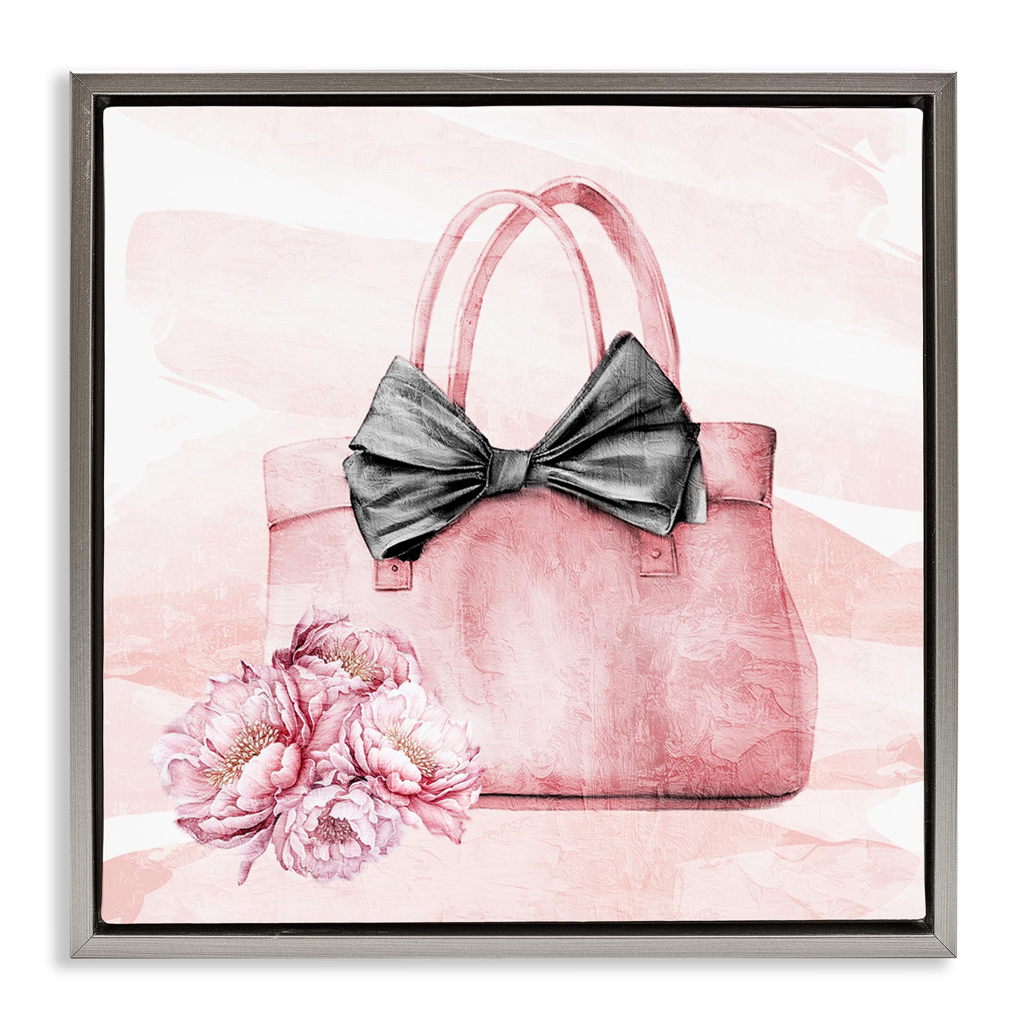Stupell Industries Luster Gray (Matte) 'Glam Time Handbag'| Floating Frame Canvas Art