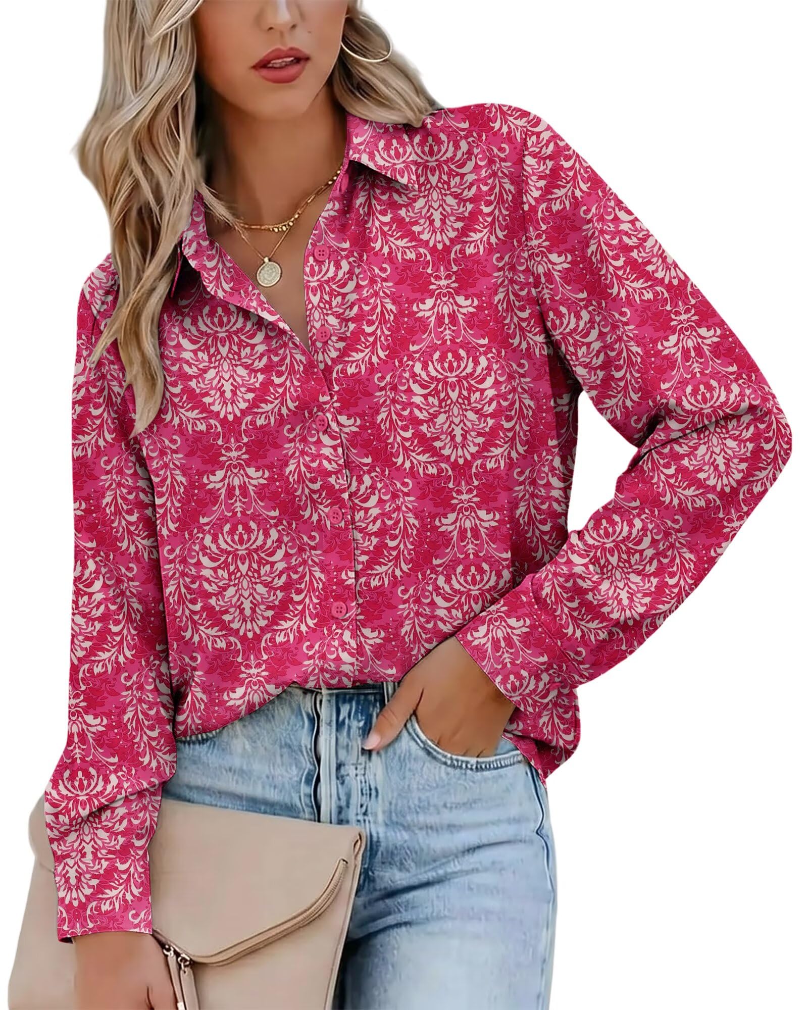 Magritta Women's Shirts Fashion Long Sleeve Tops Button Down Blouses