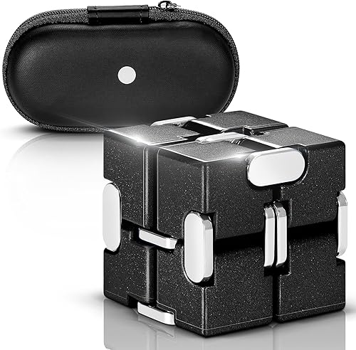 Cubo para la ansiedad, cubo infinito de metal de zinc, diseño de estilo punk con estuche exquisito, accesorios duraderos y pesados, juguetes