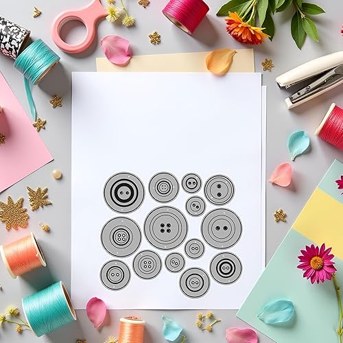 Miniatura 6 de Varios botones troquelados de metal, juego de troqueles de metal, matrices de corte de marcos de botones de lote, plantillas de diferentes tamaños