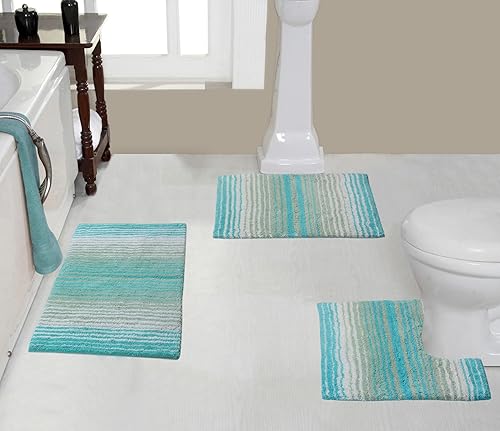 Miniatura 37 de Home Weavers Colección Gradiation 100% algodón, alfombra lavable, tapete de baño, tapete de cocina, juego de alfombras de baño, antideslizantes