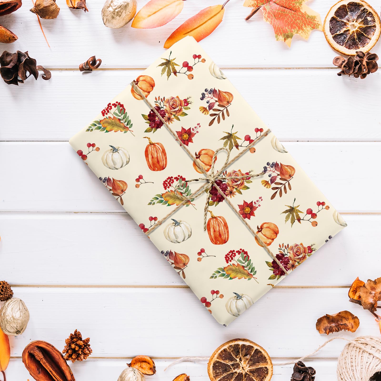 Whaline 10 fasci di tessuto di cotone autunnale con foglie di camion di zucca, foglie verdi arancioni autunnali per il Ringraziamento, trapuntatura, patchwork, per fai da te, cucito, artigianato