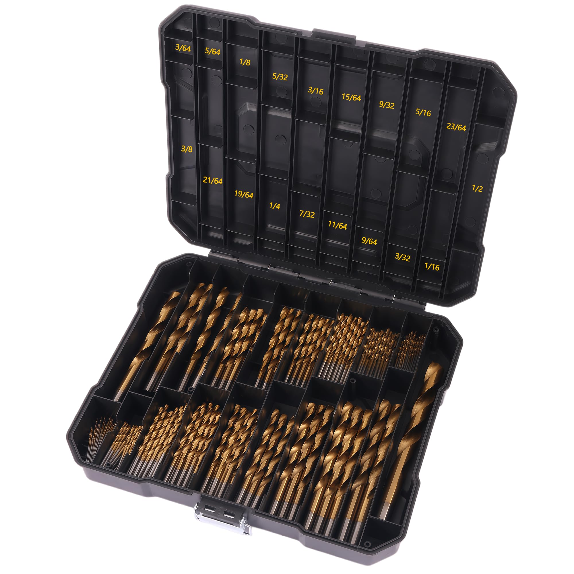 230 Piece Titanium Drill Bit Set - 3/64" to 1/2" -1