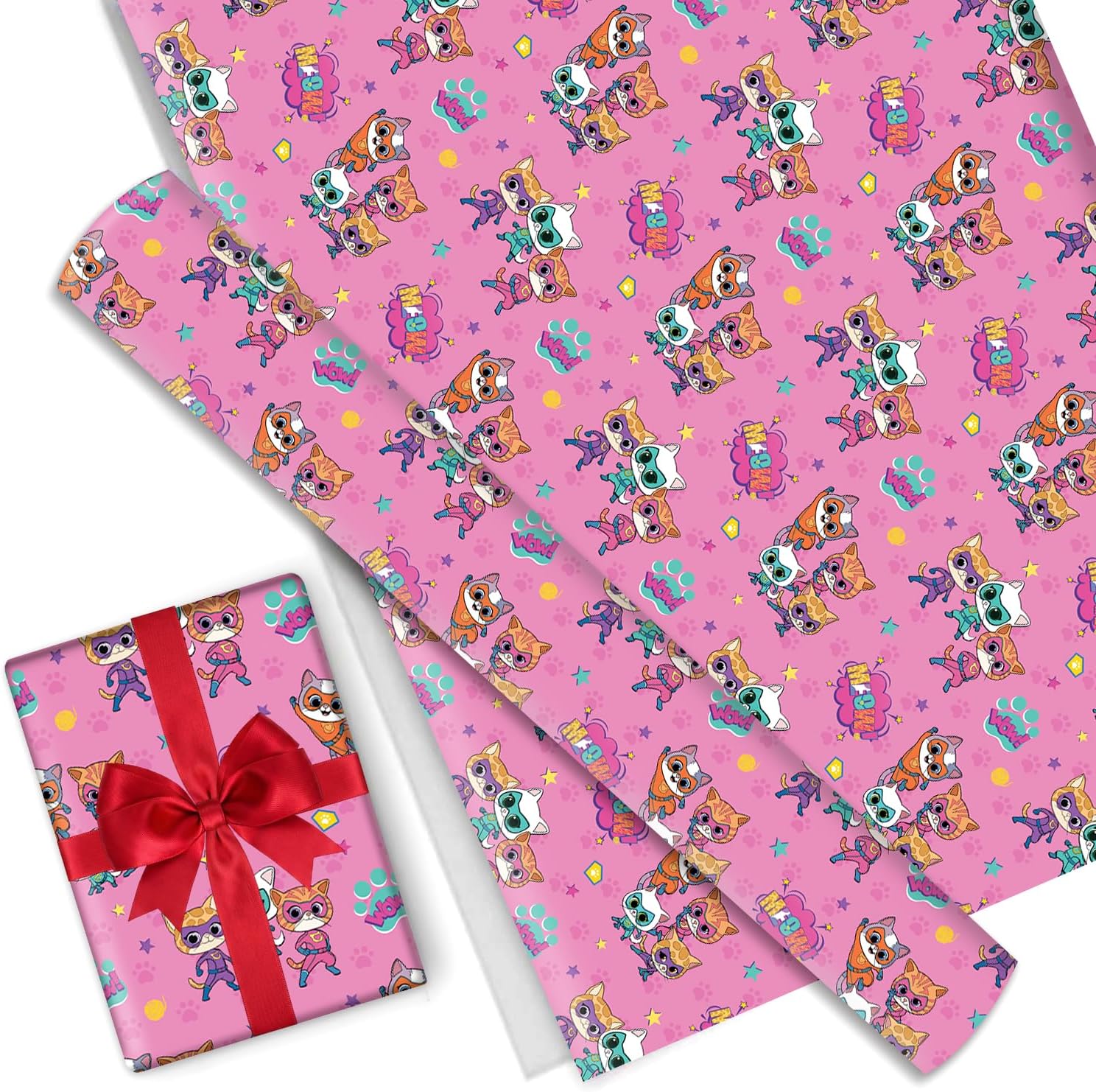 4Pack Super kitties Wrapping Paper 20X30 inch for Baby Shower Kids Birthday Party Decorations Wedding DIY Crafts Gift Packing Birthday Decoration (Blue4)
