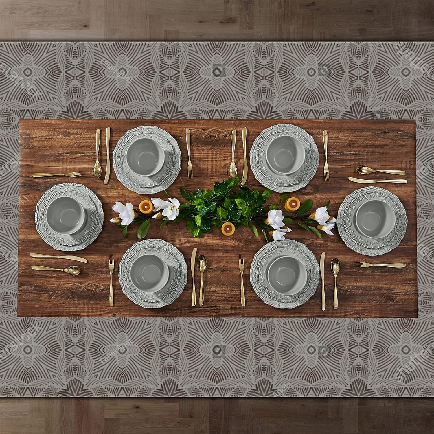  | TP Dinnerware Set, Dinner Service for 6 with Bowls and Salad Dinner Plates,18-Piece Melamine Dishes Set (Gray): Dinnerware Sets