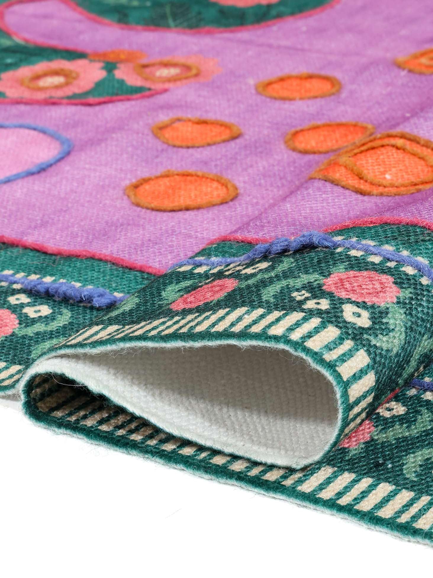 RugVista Lo Cat Embroidery, Alfombra Infantil, Modernas Niños, 70 x 100 cm, Rectangular, Pelo Corto, Cuarto del bebé, Limpieza en seco, Sin Productos químicos peligrosos, Rosa/Multi