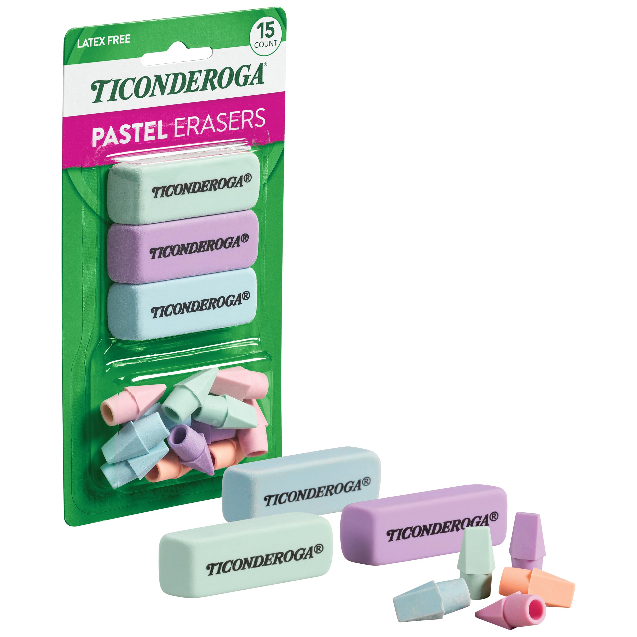 Ticonderoga Verschiedene Radiergummis, Pastellfarben, 15 Stück