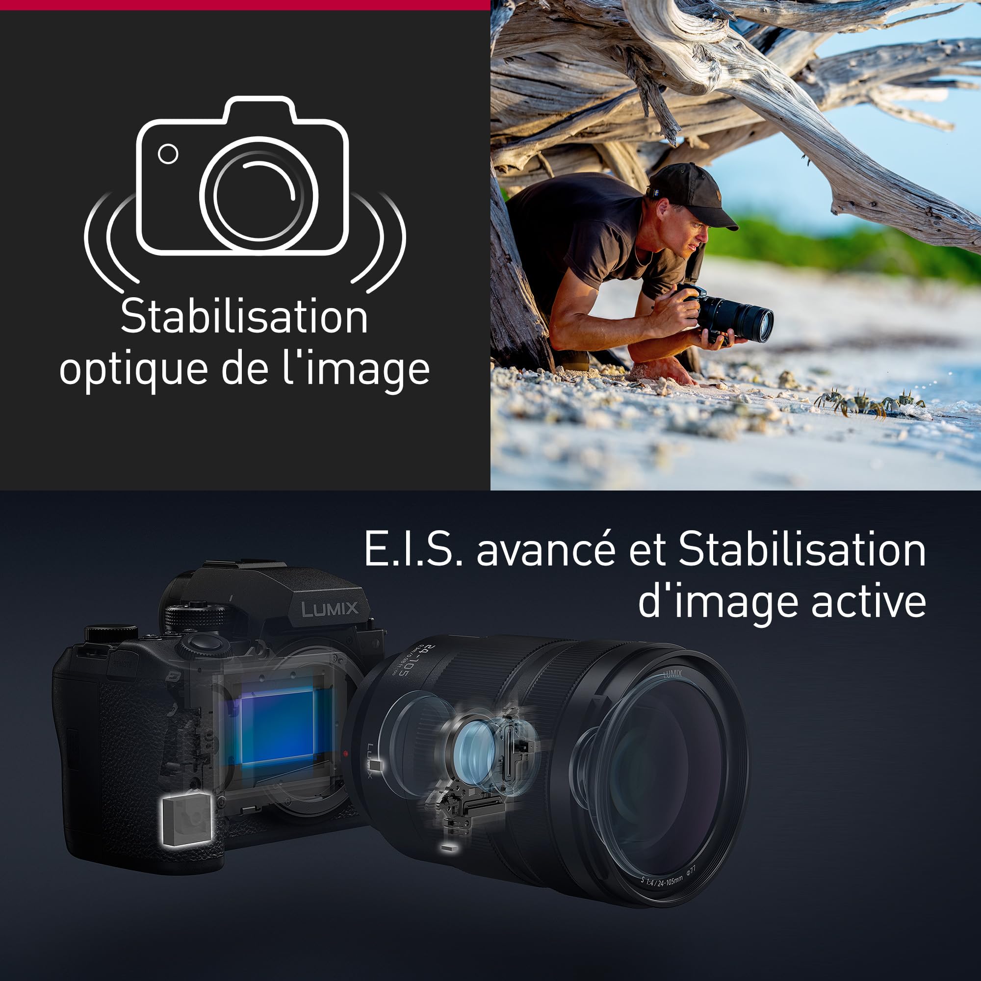 Panasonic LUMIX S1RII Appareil Photo Hybride avec Objectif 24-105mm F4, Capteur Plein Format 44,3MP, Vidéo 8K, AF Hybride à Détection de Phase, Double Stabilisateur, Audio 32-bit - Kit Complet