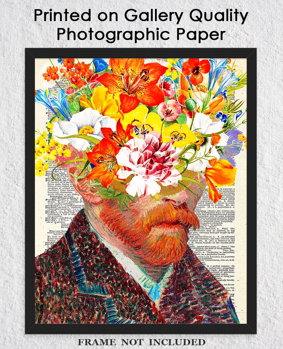 Amazon.com: Vincent Van Gogh with Flower Head Abstract Wall Art