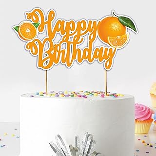 SeyalÂ® Orange Happy Birthday Cake Topper