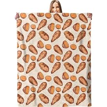 Funny Sweet Potato Theme Flannel Blanket - Ultra Cozy, Soft, Warm Lightweight Fuzzy Plush Throw for Bed, Soft, Travel - Whimsical Design, for All - 5060 inches