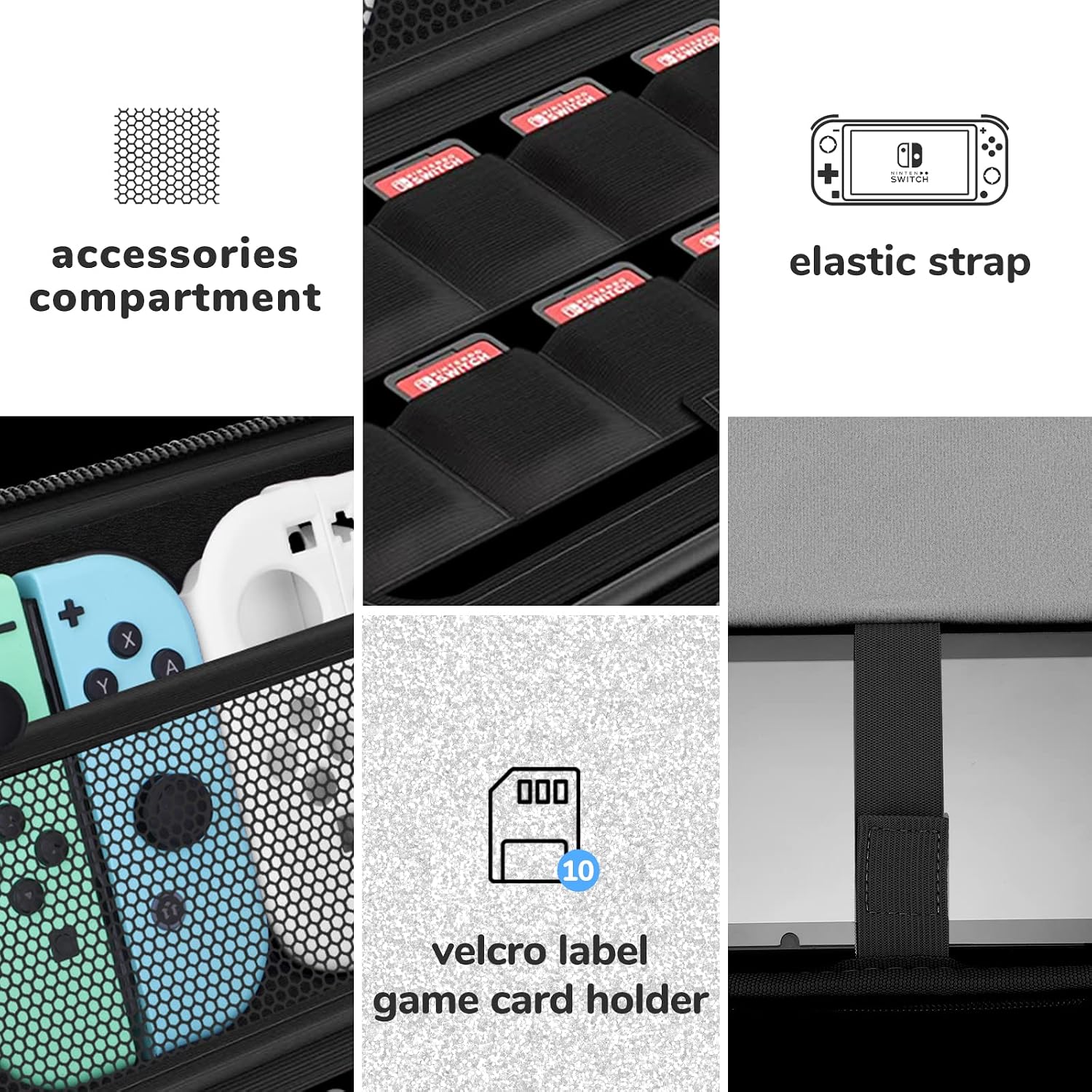 Homicozy Glitter Carrying Compatible with Nintendo Switch OLED & Switch Console, Silver Protective Hard Travel Shell Pouch for Nintendo Switch Console/Accessories, Gaming Case for Girls