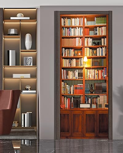 Miniatura 10 de FLFK Adhesivo mural para puerta, espacio negro, despegar y pegar, tamaño combinado 32 x 80 pulgadas, dividido en 2 piezas