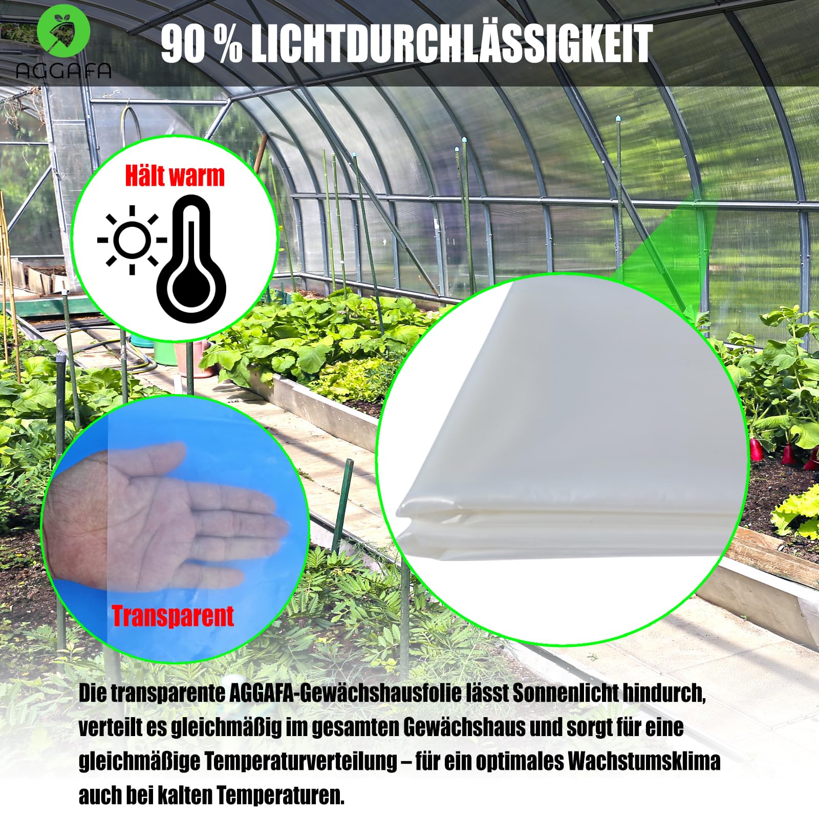 Hochbelastbare Gewächshausfolie – 150 µm (6 mil) Klare Polyethylen-Folie, 4 Jahre UV-Beständigkeit, 90 % hohe Lichtdurchlässigkeit, hergestellt aus 100 % jungfräulichem Rohmaterial (4 m x 5 m)