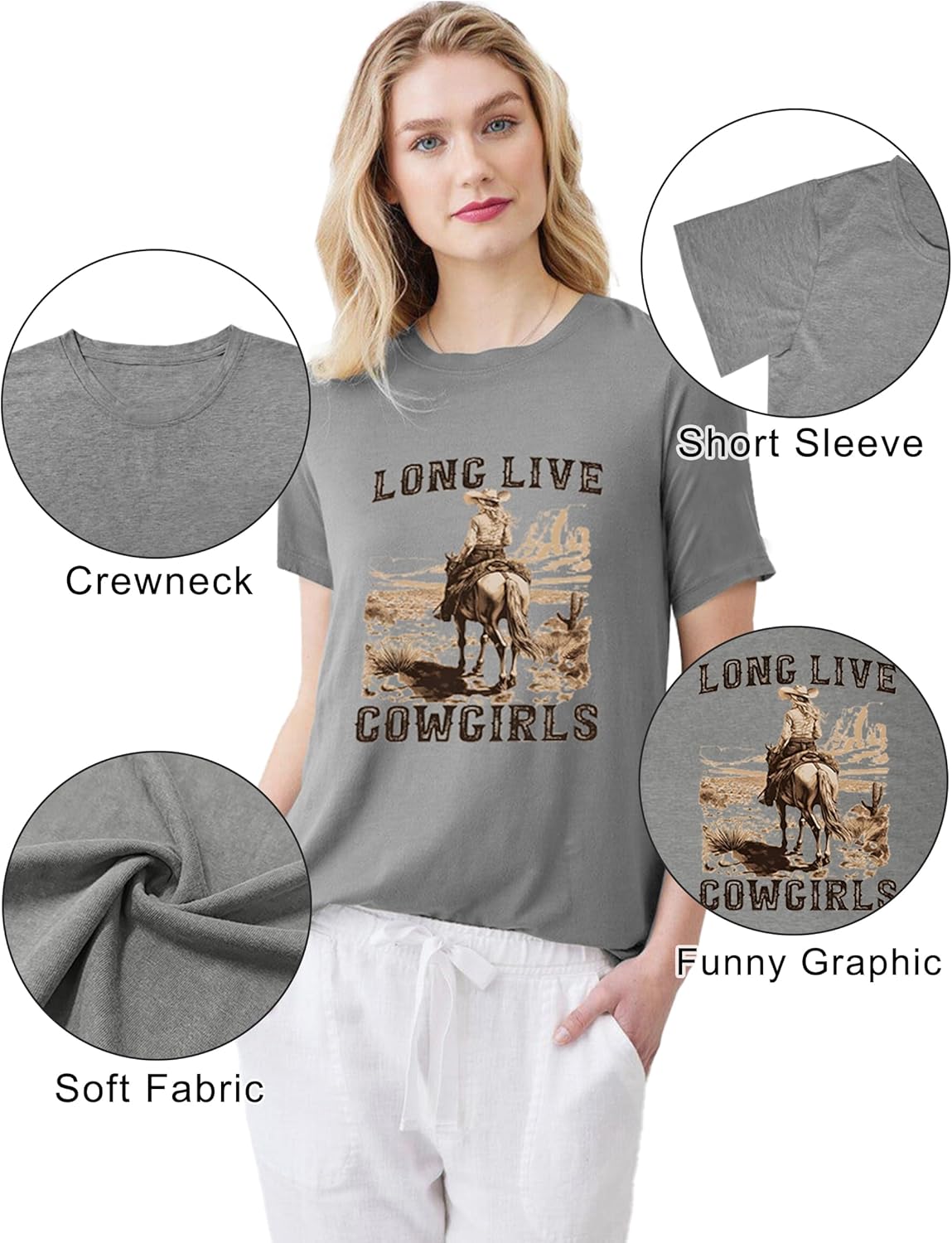 Savarana Western Cowgirls Shirts Women Vintage Graphic Tee Tops Funny Letter Print Country Music Tshirt - Image 5