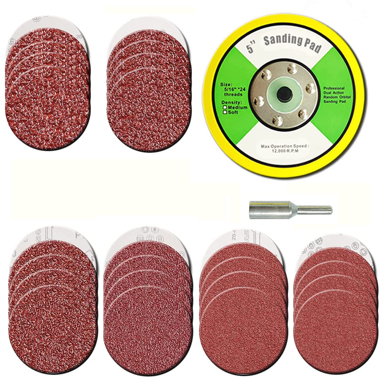 NYNM 30Pcs 5 inch Hook and Loop Sanding 
