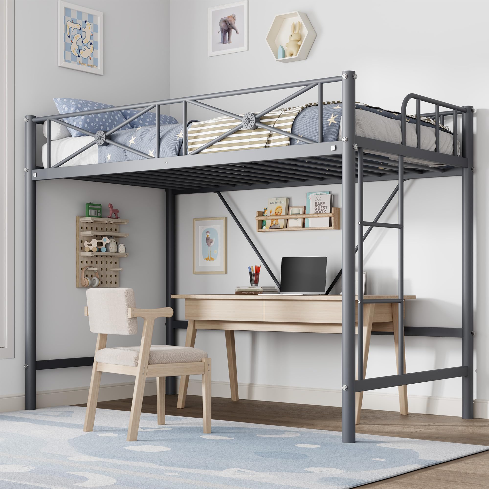 Photo 1 of **MISSING PARTS**
GarveeHome Twin Loft Bed Frame, Heavy Duty Metal with 400 Lbs Weight Capacity, Space-Saving & Noise-Free Design, Industrial Loft Bed for Kids, Teens, Adults, Black