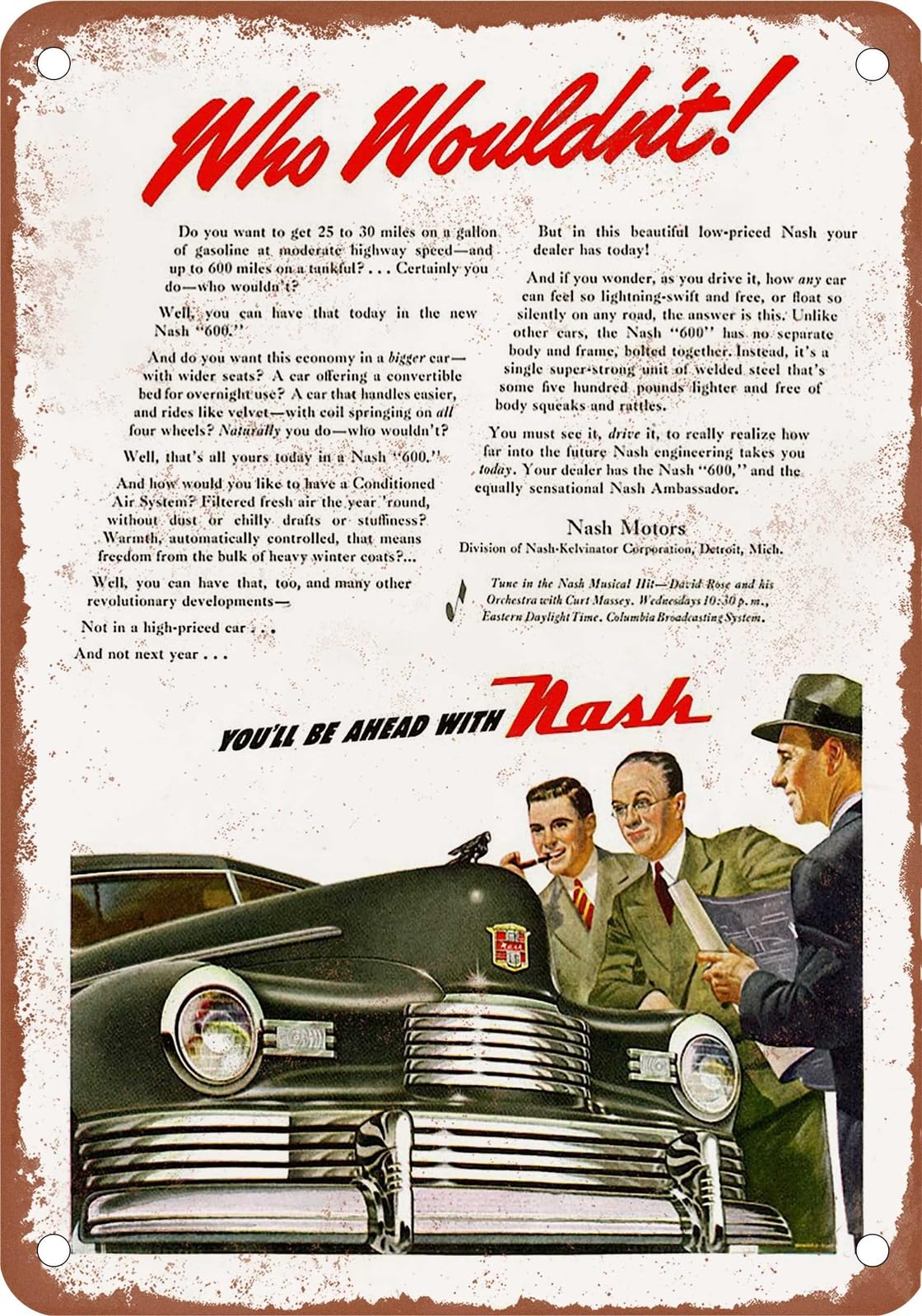 Miaomansenstore Metal Sign - 1946 Nash Vintage Ad 09 - Old Retro Rusty Look Home Decor