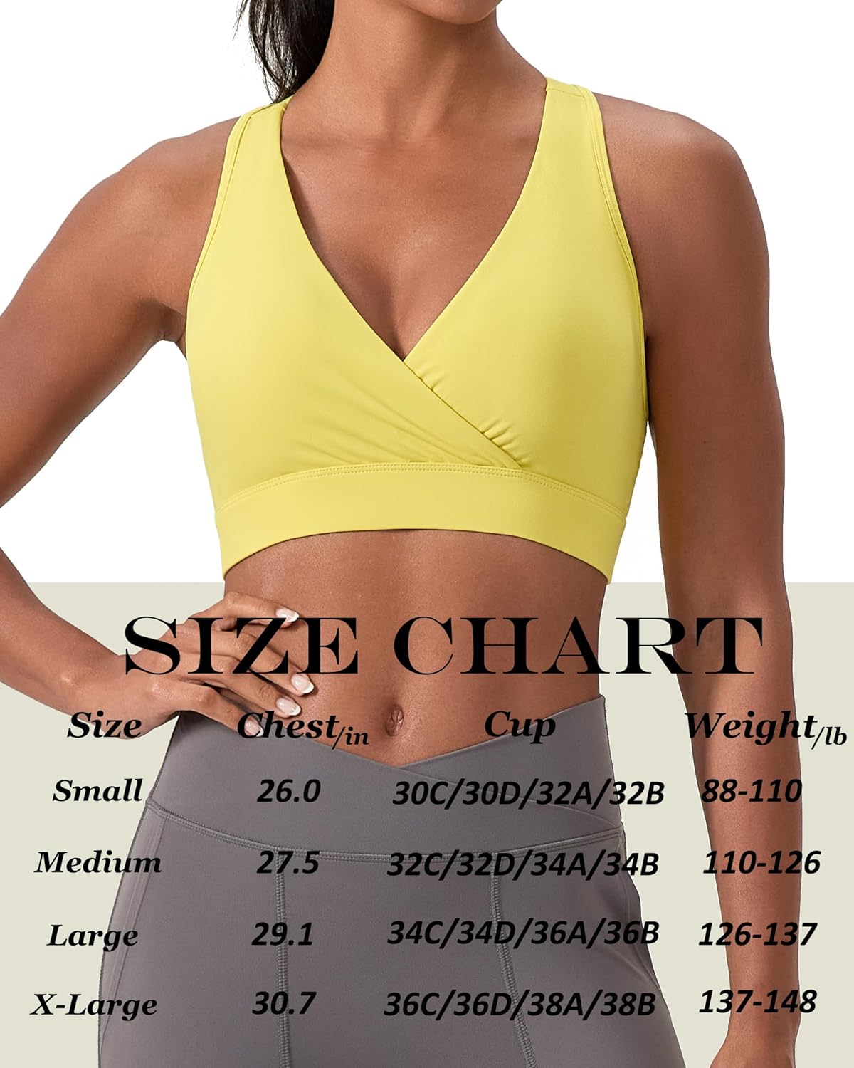 Women's Sports Bra, Criss Cross Deep V Neck Racerback Workout Top with Removable Pads, Medium Impact Tank Top - Image 6